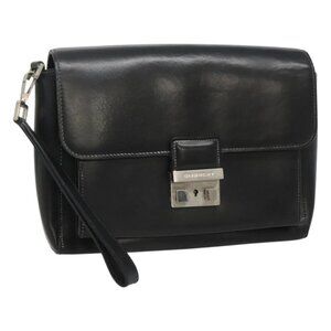 GIVENCHY Clutch Bag Leather Black Auth